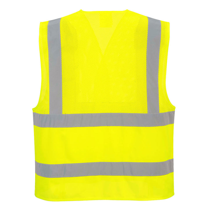 Hi Vis Vest Half Mesh Yellow Back