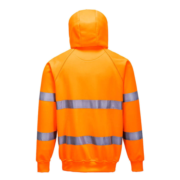 Back View of Hi Vis Hooded Sweatshirt B304 in Orange