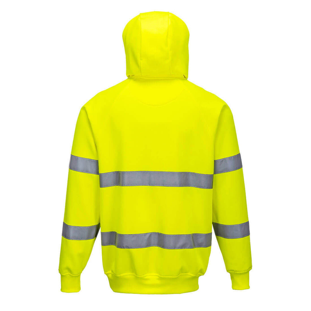 Back View of Hi Vis Hooded Sweatshirt B304 in Yellow