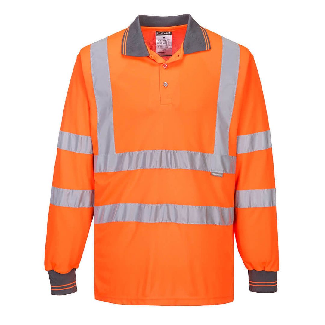 Hi Vis Long Sleeve Polo Shirt Orange