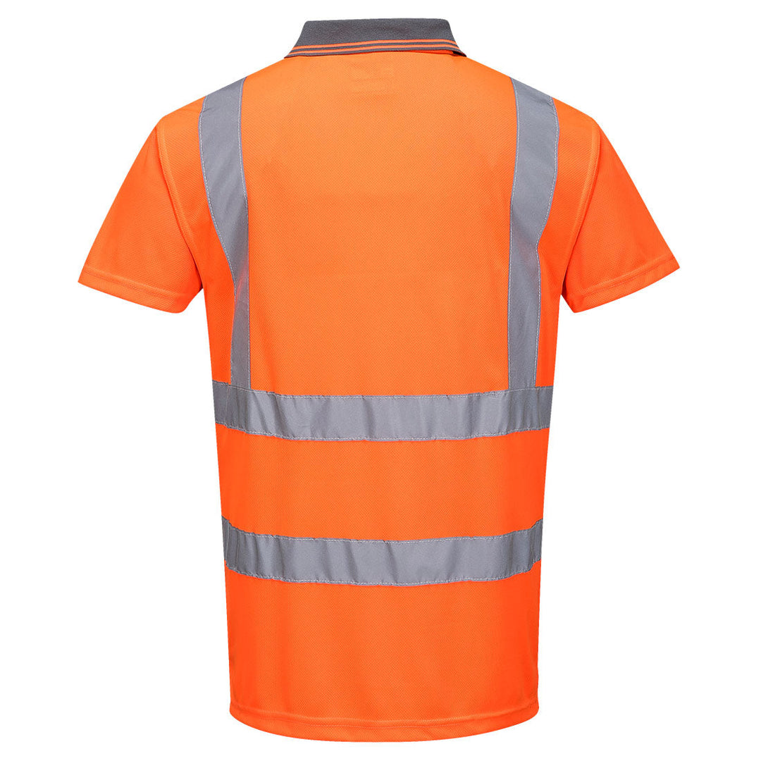 Back View of Hi Vis Short Sleeve Polo Shirt RT22 in Orange