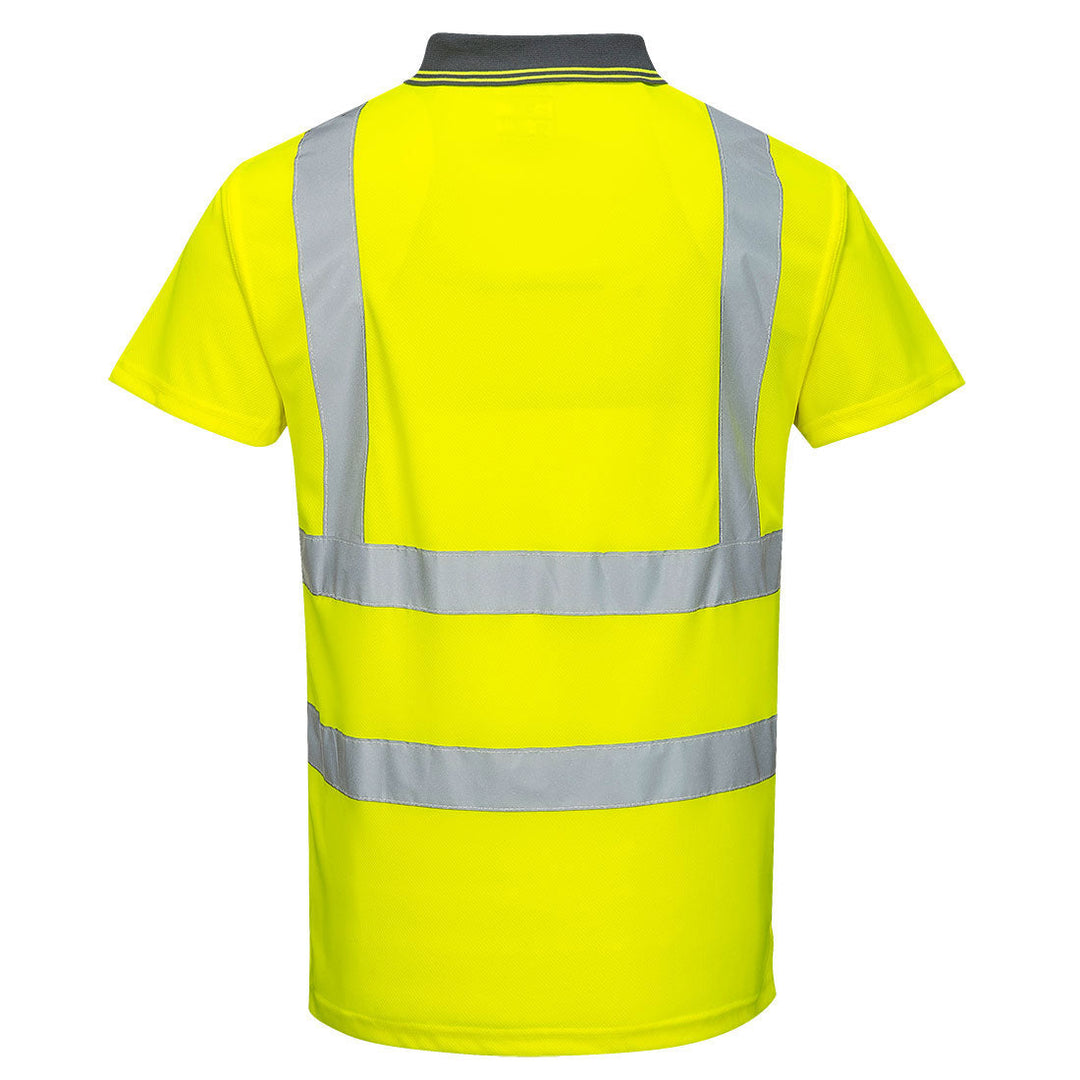 Back View of Hi Vis Short Sleeve Polo S477 in Yellow