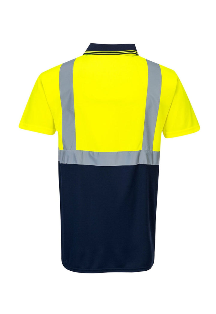 Back View of Hi Vis Two Tone Polo S479 in Navy/Yellow