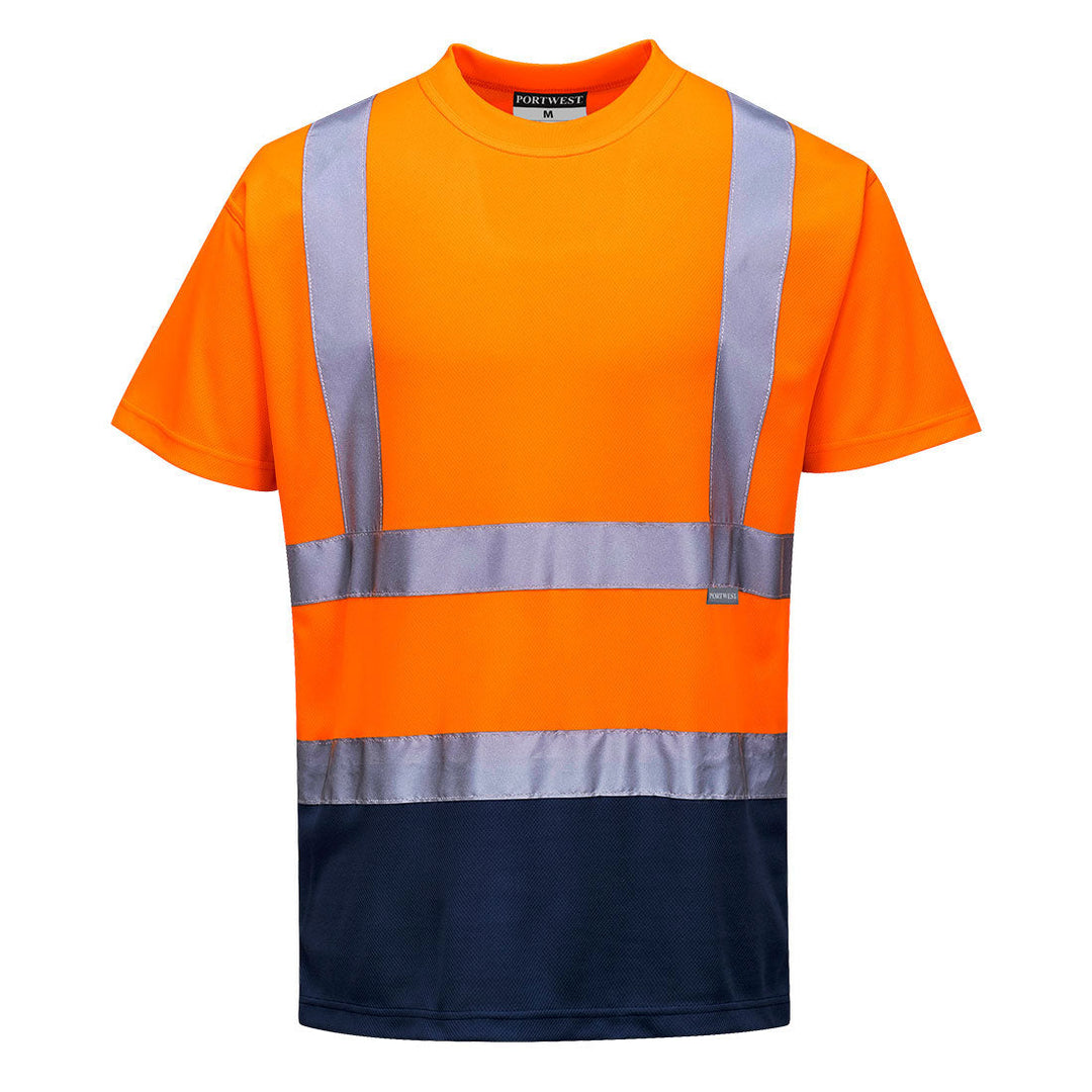 Hi Vis T Shirt Two Tone S378 in Orange/Navy