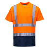S378 Hi Vis T Shirt Two Tone Orange Navy