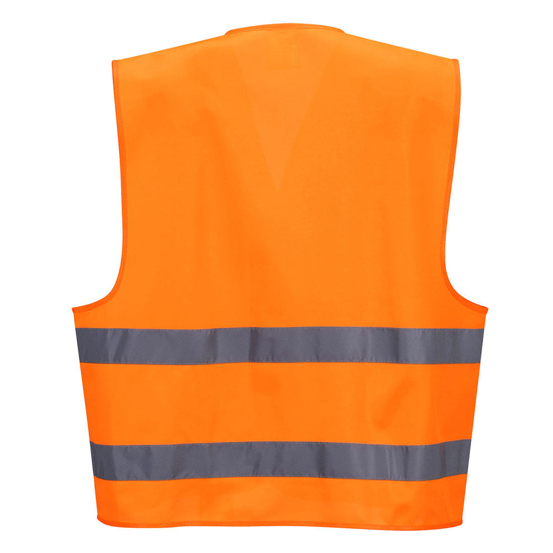 Back View of Hi Vis Vest Dual ID Holder C475 in Orange