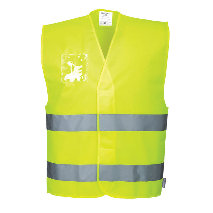 Hi Vis Vest Dual ID Holder C475 in Yellow