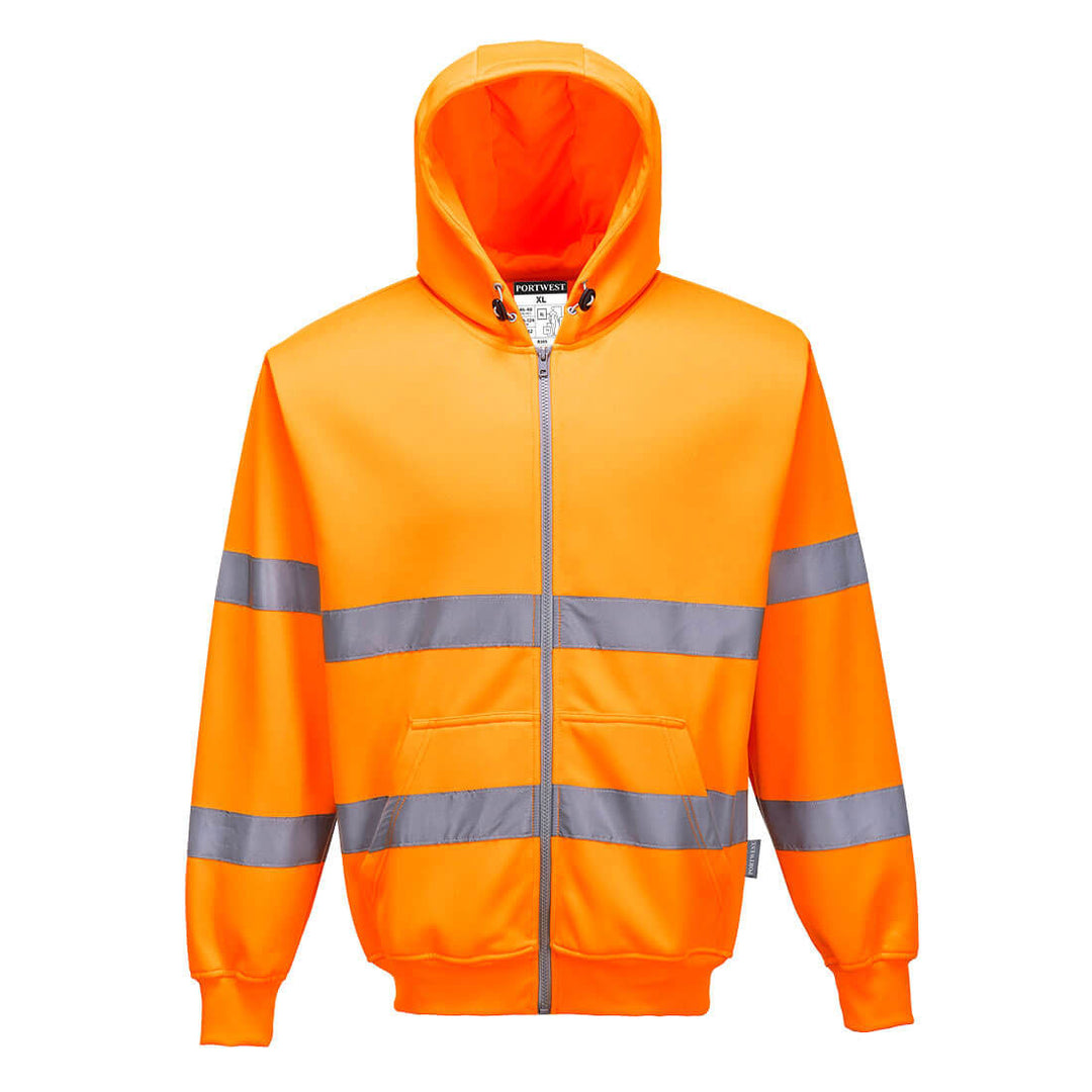 Hi Vis Zip Front Hoodie B305 in Orange