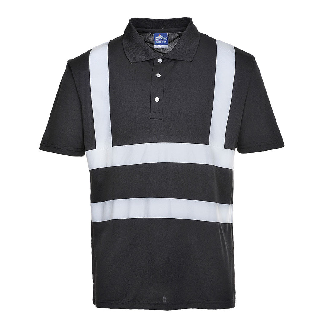 Iona Reflective Polo Shirt F477 in Black