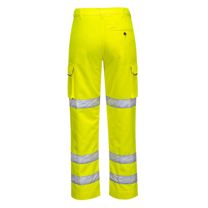 Back View of Ladies Hi Vis Trousers LW71 in Yellow