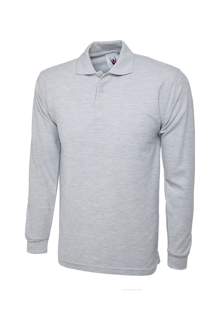 Long Sleeve Polo Shirt UC113 in Heather Grey