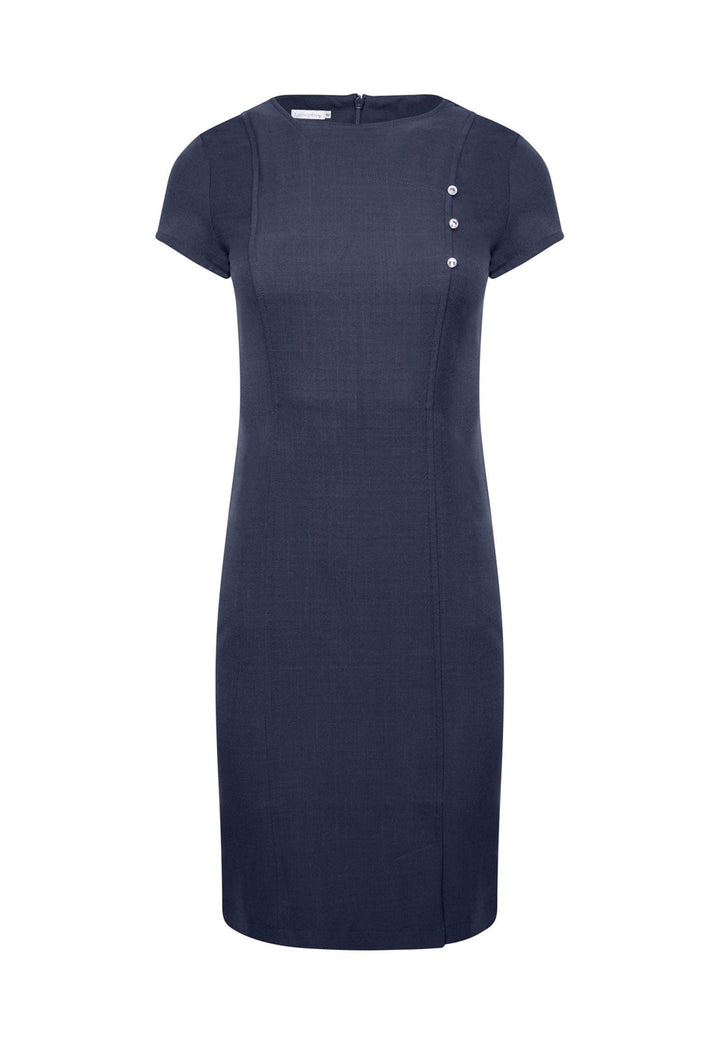 Madeleine Fitted Dress With Crystal Detail in Navy