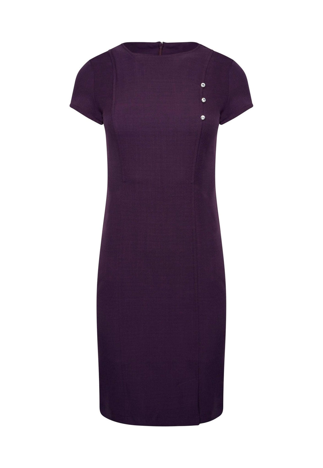 Madeleine Fitted Dress With Crystal Detail in Plum