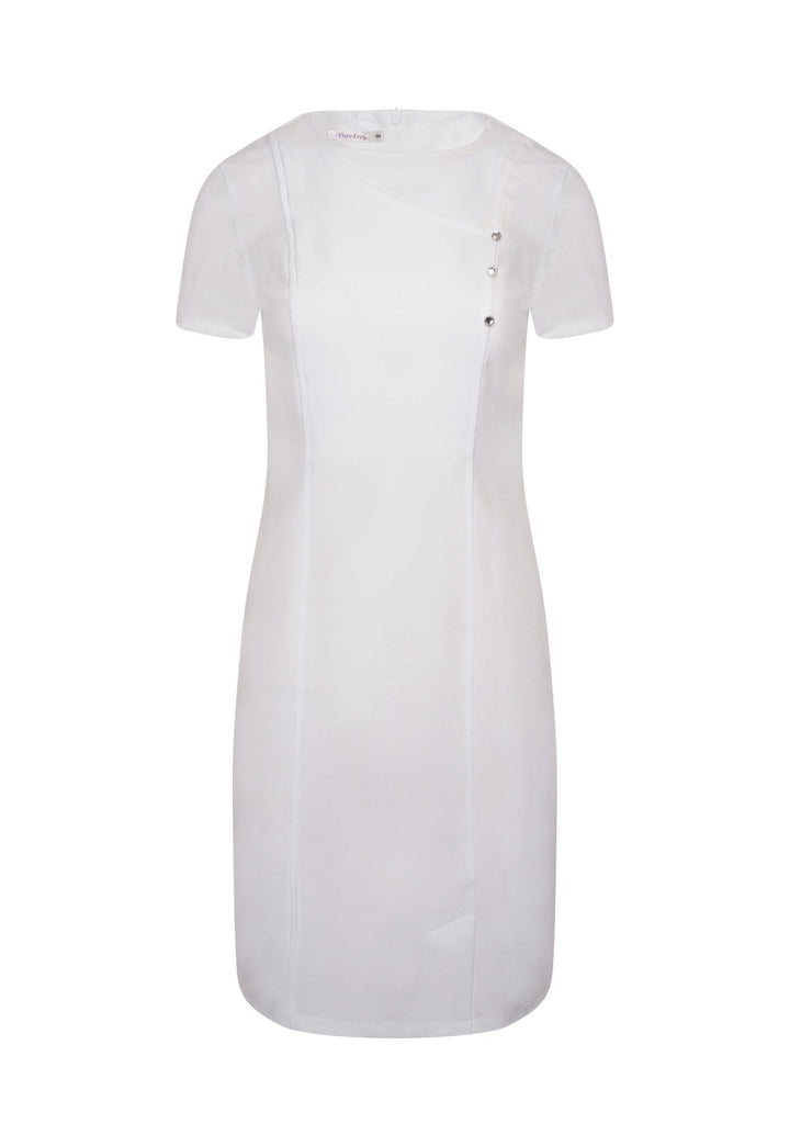 Madeleine Fitted Dress With Crystal Detail in White