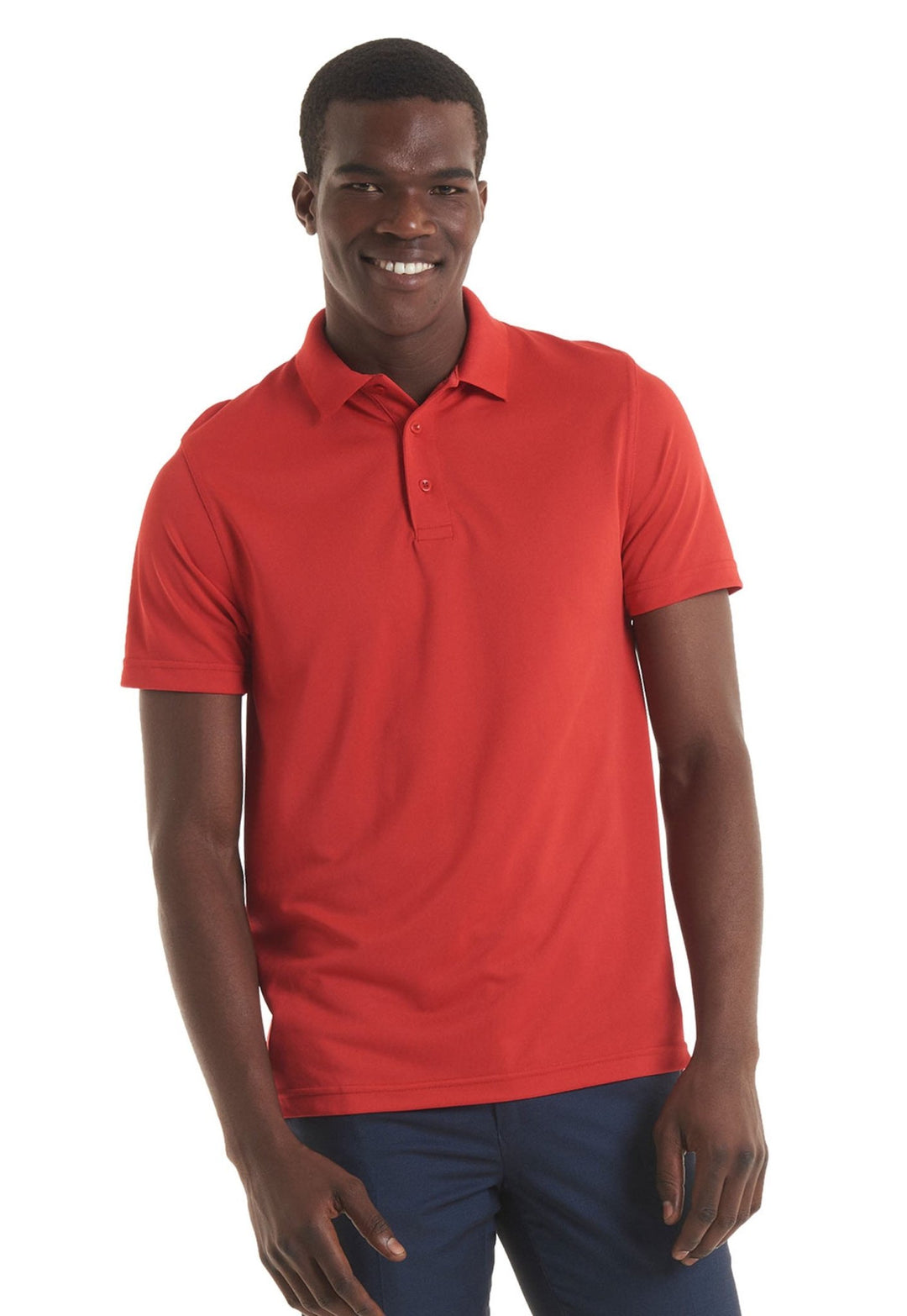 Model Wearing Men's Super Cool Workwear Polo Shirt UC127 in Red