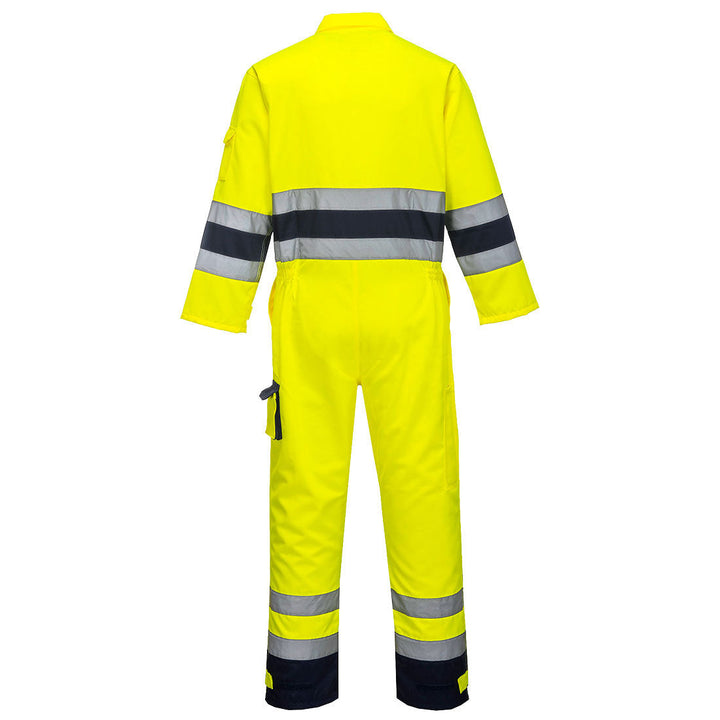 Nantes Hi Vis Coverall Yellow Navy Back