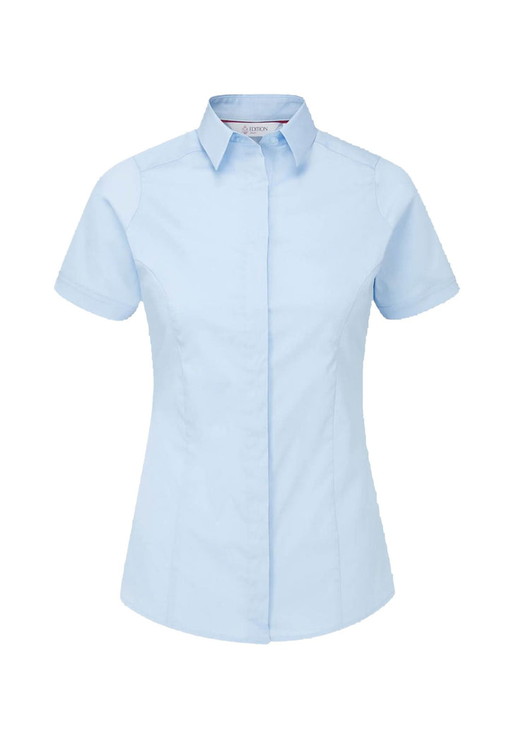 Short Sleeve Orla Uniform Blouse in Light Blue