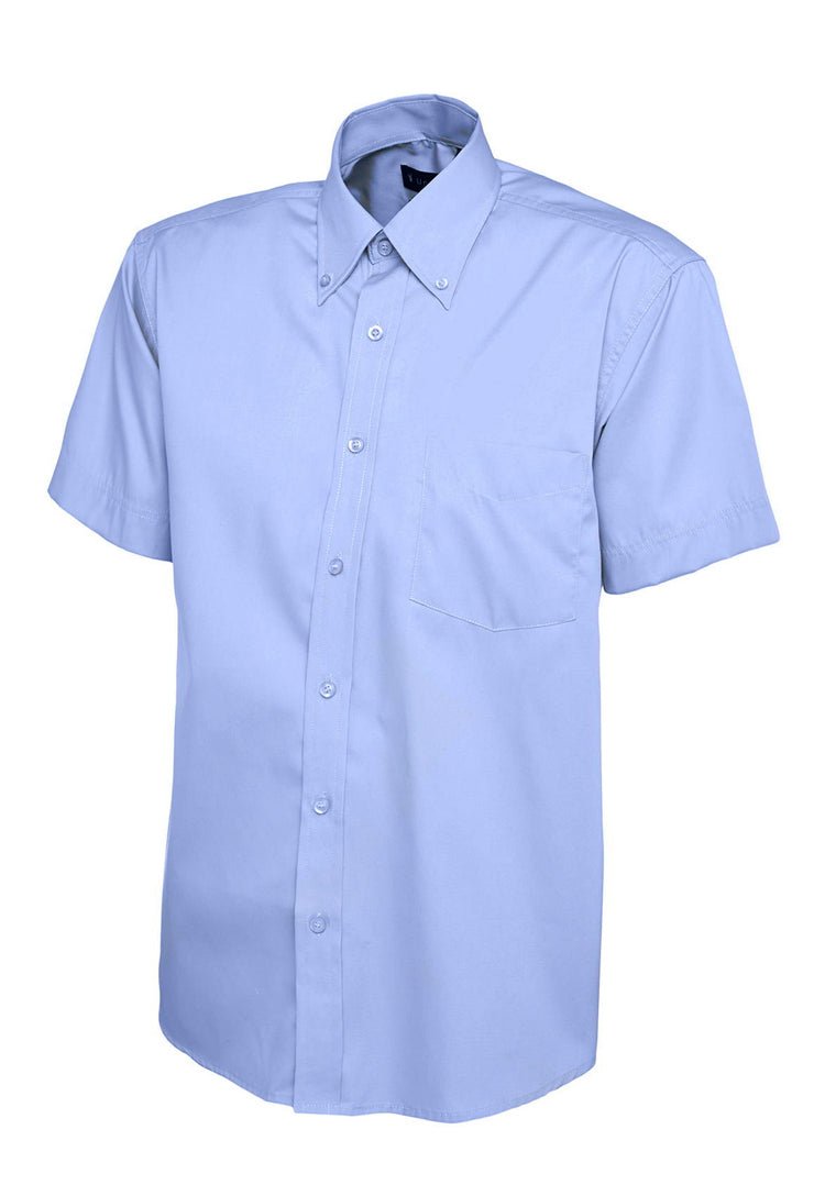 Men's Pinpoint Oxford Half Sleeve Shirt UC702 in Mid Blue