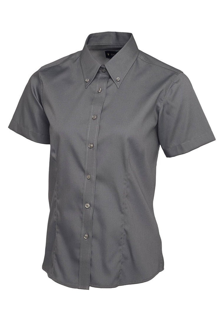 Ladies Pinpoint Oxford Half Sleeve Shirt UC704 in Charcoal