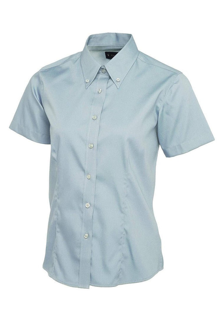 Ladies Pinpoint Oxford Half Sleeve Shirt UC704 in Light Blue