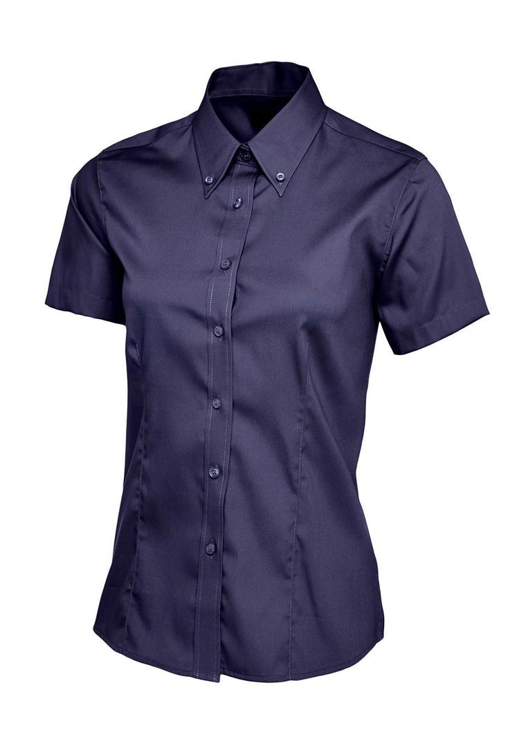 Ladies Pinpoint Oxford Half Sleeve Shirt UC704 in Navy