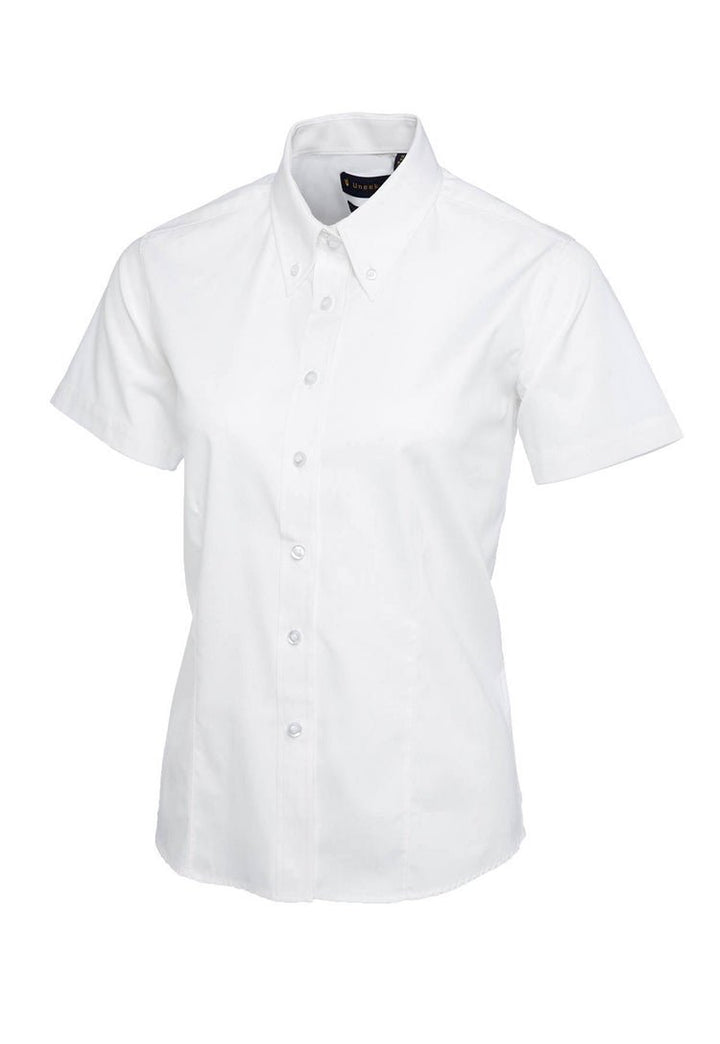 Ladies Pinpoint Oxford Half Sleeve Shirt UC704 in White