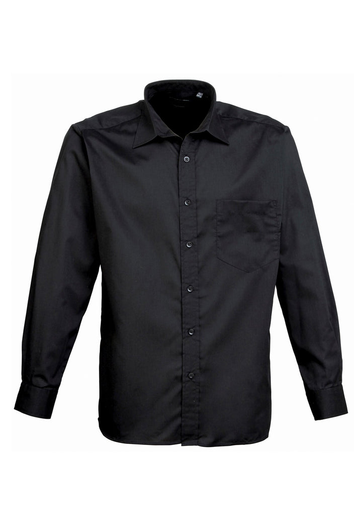 Men's Business Long Sleeve Poplin Shirt PR200 in Black