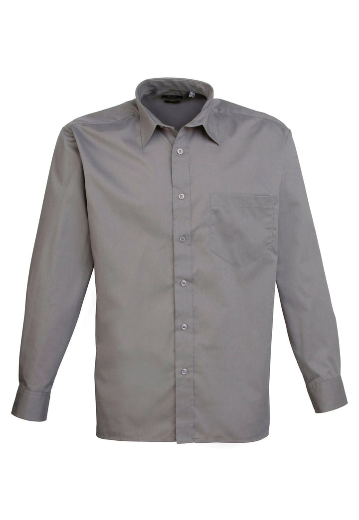 Men's Business Long Sleeve Poplin Shirt PR200 in Dark Grey