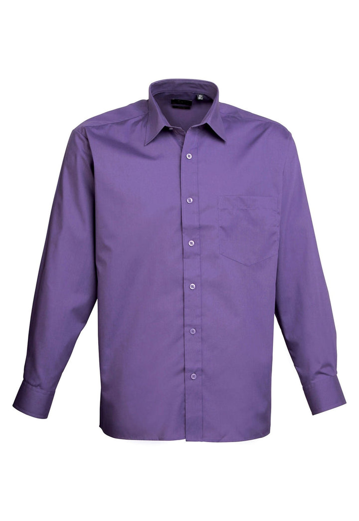 Men's Business Long Sleeve Poplin Shirt PR200 in Purple