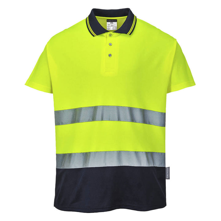 Hi Vis Two Tone Cotton Comfort Polo S174 in Yellow/Navy