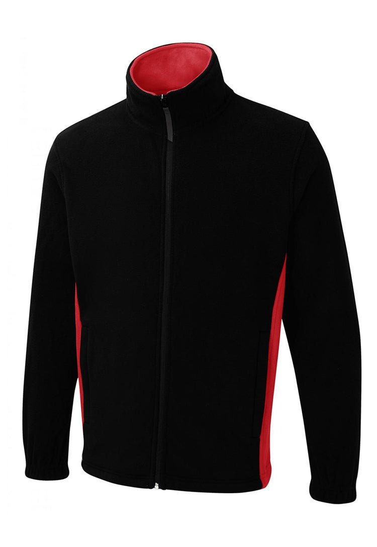 Two Tone Full Zip Fleece Jacket UC617 in Black/Red