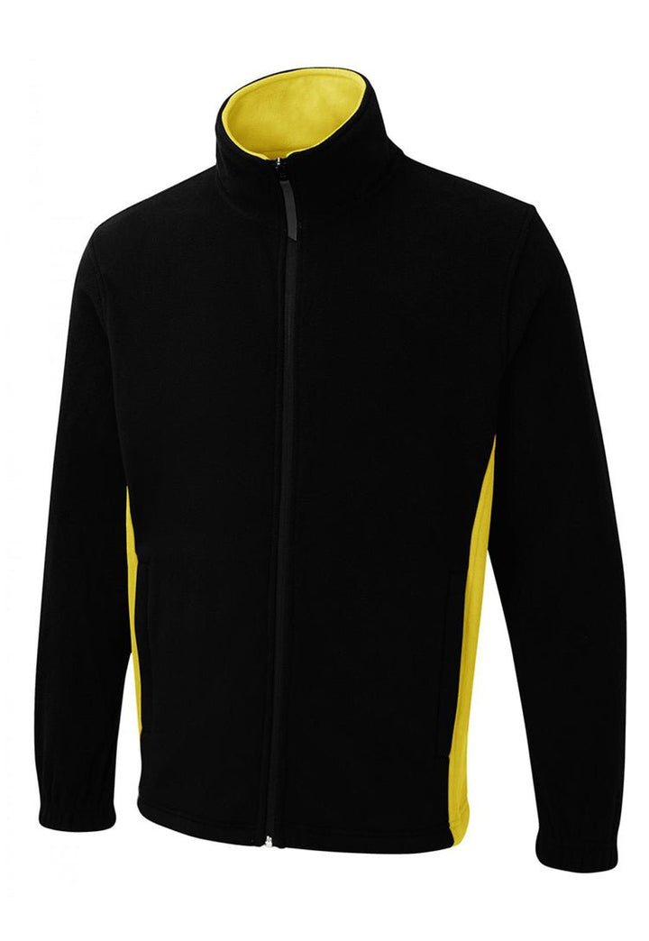 Two Tone Full Zip Fleece Jacket UC617 in Black/Yellow