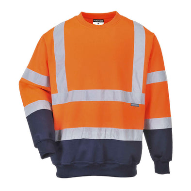 Hi Vis Sweatshirt Two Tone Orange Navy