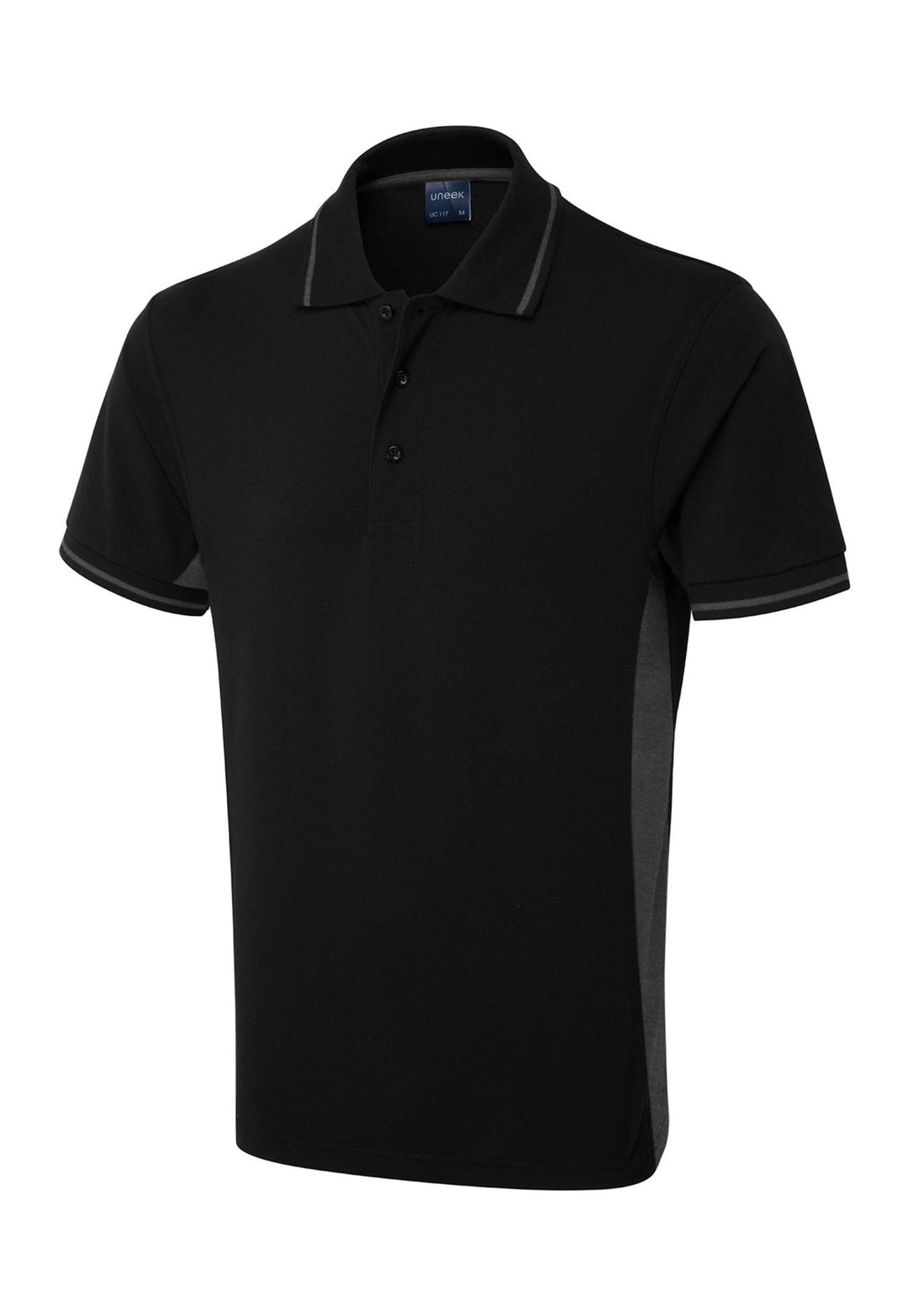 Two Tone Polo Shirt UC117 in Black/Charcoal