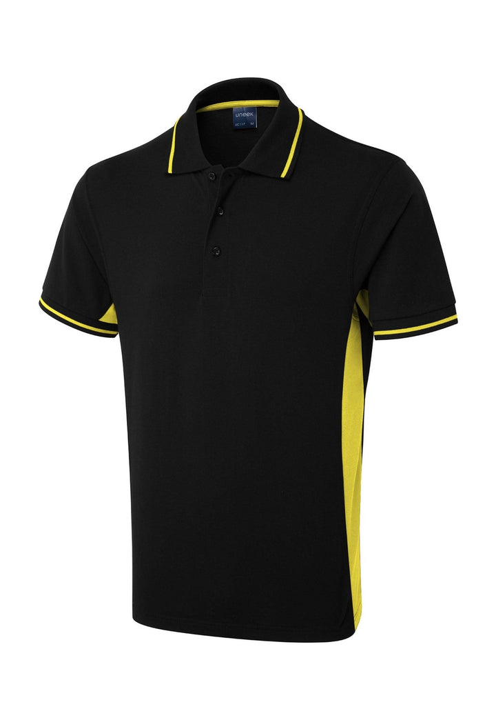 Two Tone Polo Shirt UC117 in Black/Yellow