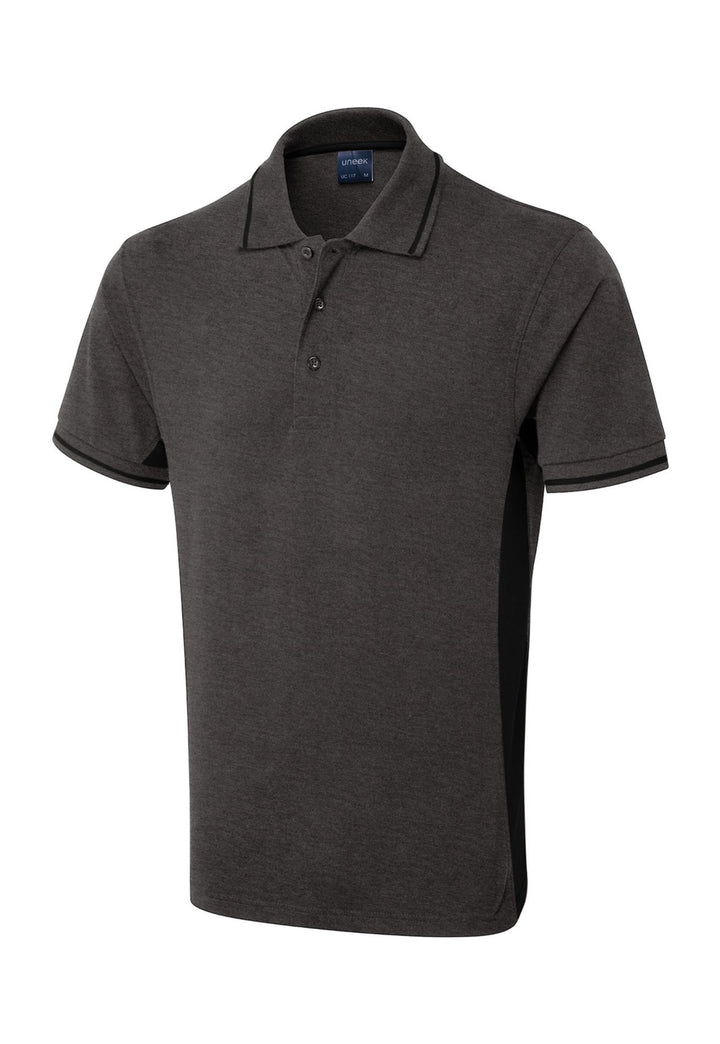 Two Tone Polo Shirt UC117 in Charcoal/Black