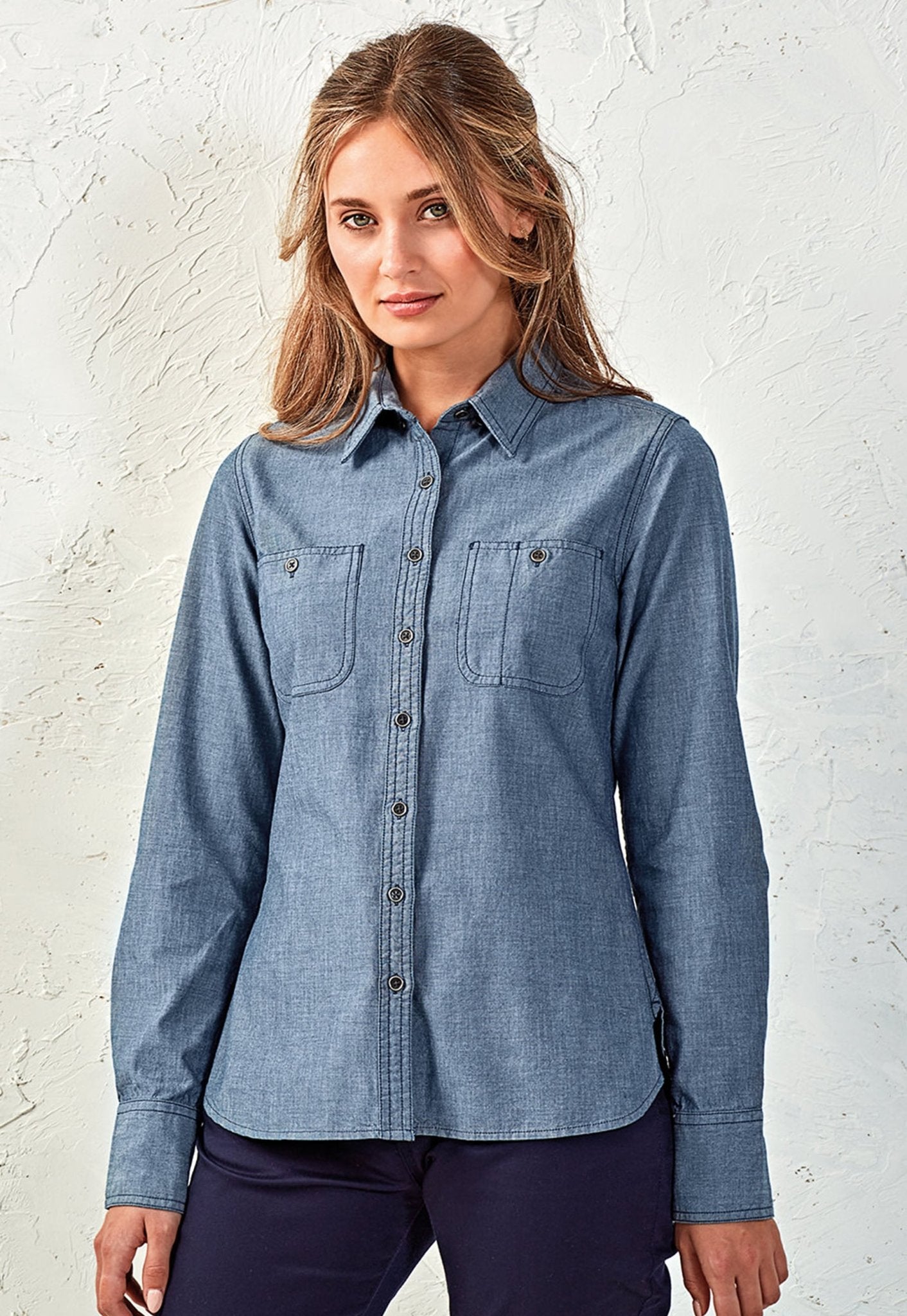 Fitted chambray shirt womens best sale